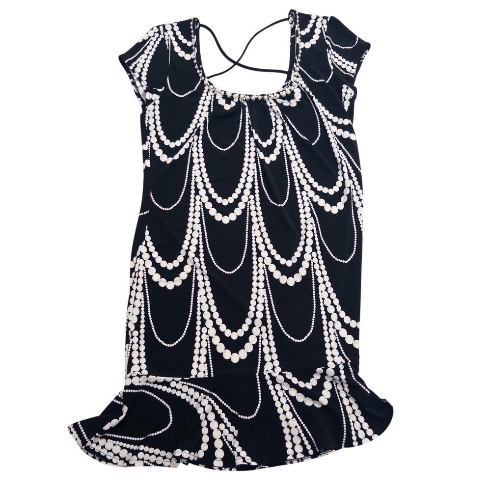 White House Black Market Women's Size M Pearl Jewelry Neckline Cap Sleeve Dress